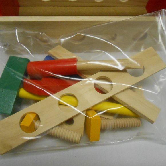 Real Wood Toys Toys New Kids Real Wood Tool Box Kit 6 Pieces